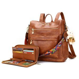 Women Backpack Purse Multipurpose Design Handbags Shoulder Bag PU Leather🙉